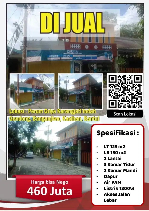 Rumah 2 Lantai  Murah Bangun Jiwo Kasihan Bantul