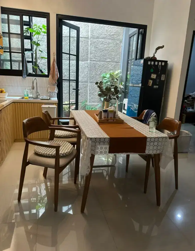 Meja makan minimalis retro dining set jati