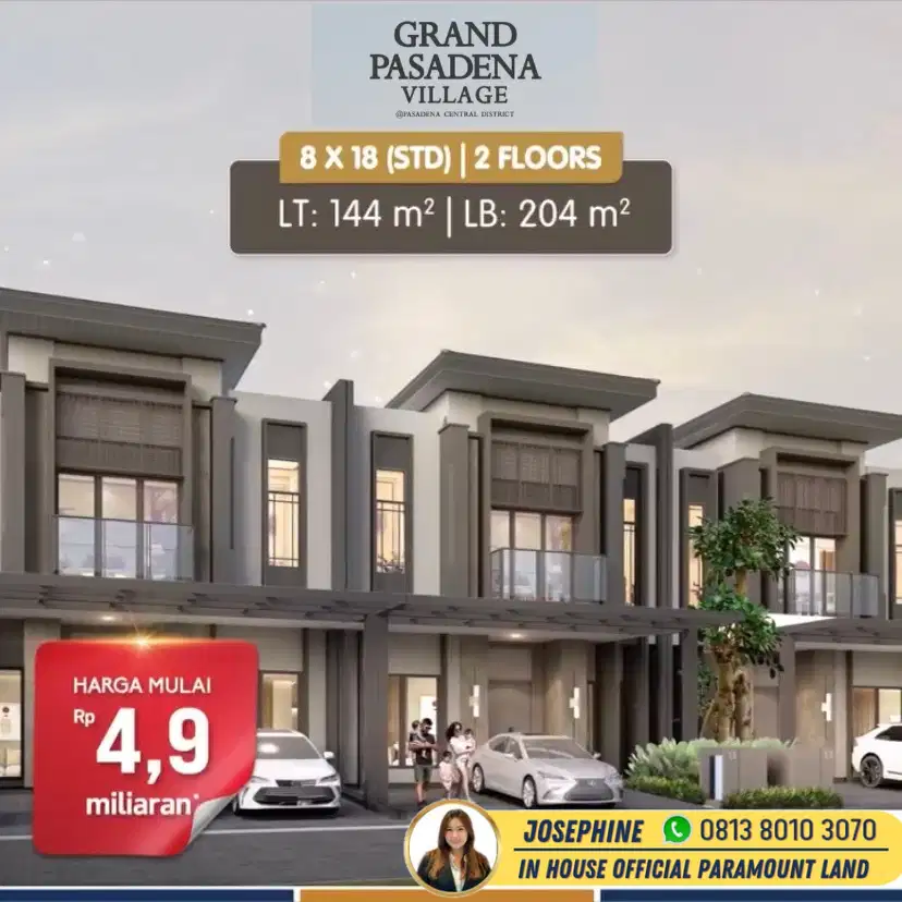 Dijual Pasadena Village Rumah 3 lantai ada attic room