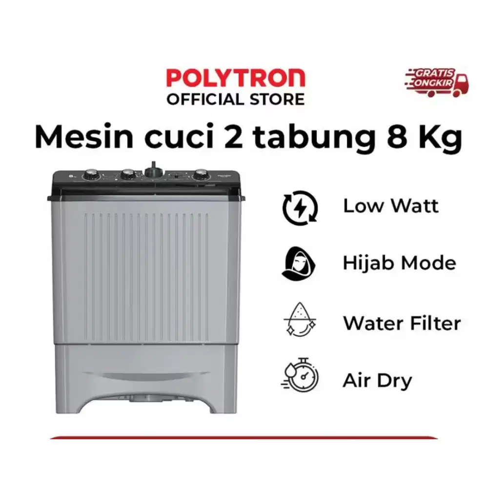 Mesin cuci polytron PMW 8081 8Kg