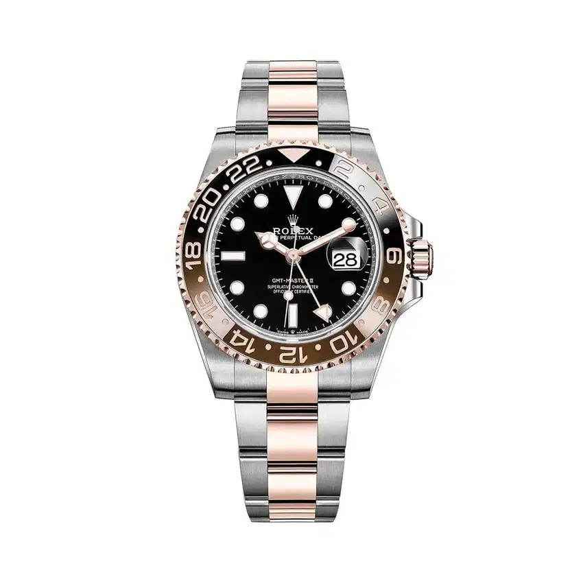 Rolex GMT Master II, Brown & Black Ceramic Steel & 18K Rose Gold