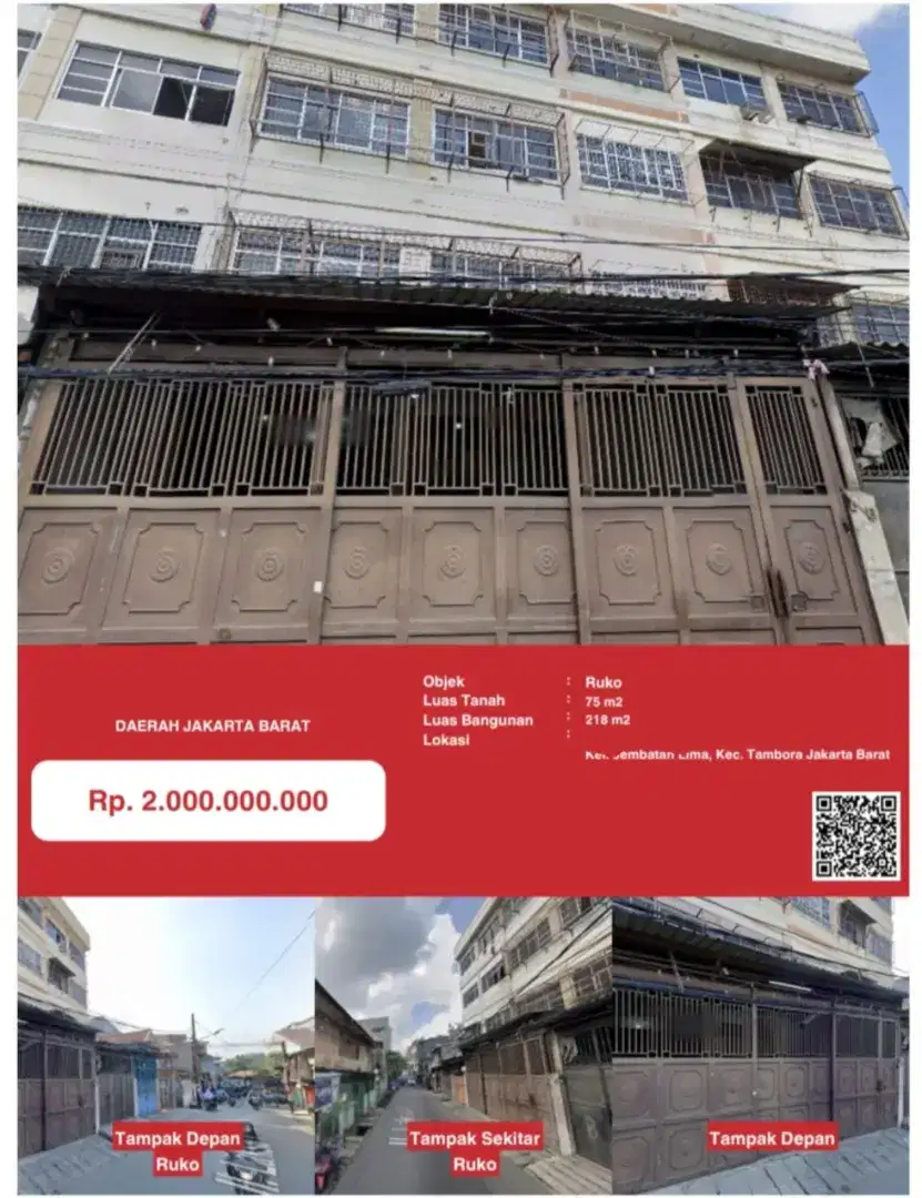 Dijual Ruko Tambora 3 Lantai