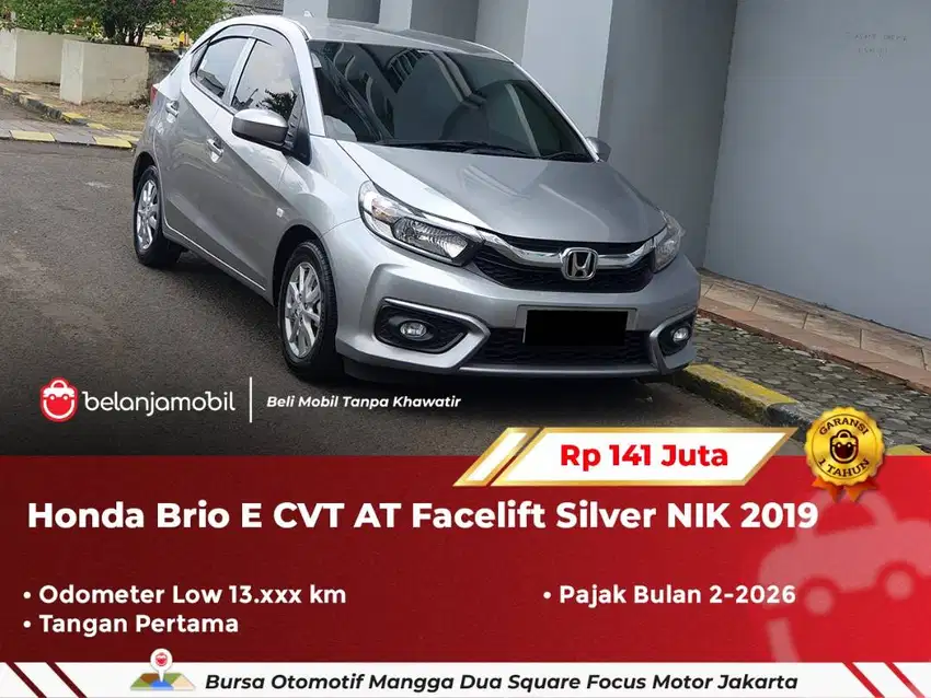 [ LOW KM ] Honda Brio E CVT AT Facelift Silver NIK 2019 2020