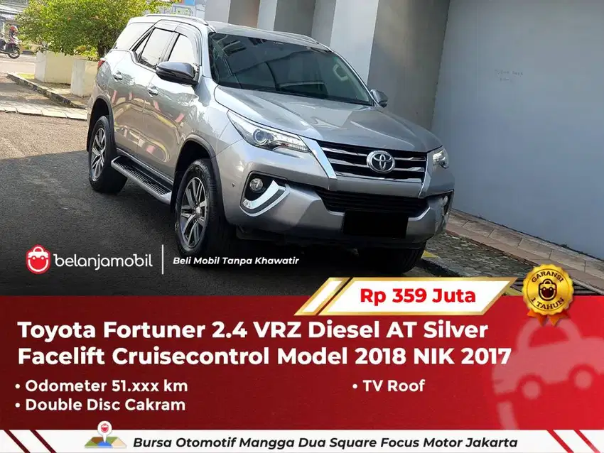 [ LOW KM ] Toyota Fortuner 2.4 VRZ Diesel AT Silver 2017/2018