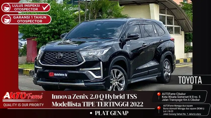 Toyota Kijang Innova Zenix 2.0 Q HV TSS Modellista 2022