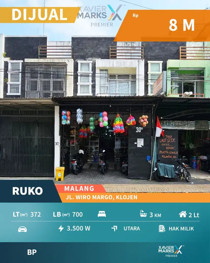 Dijual Ruko, Ruang Usaha 2 Lantai di Jalan Wiromargo, Klojen Malang