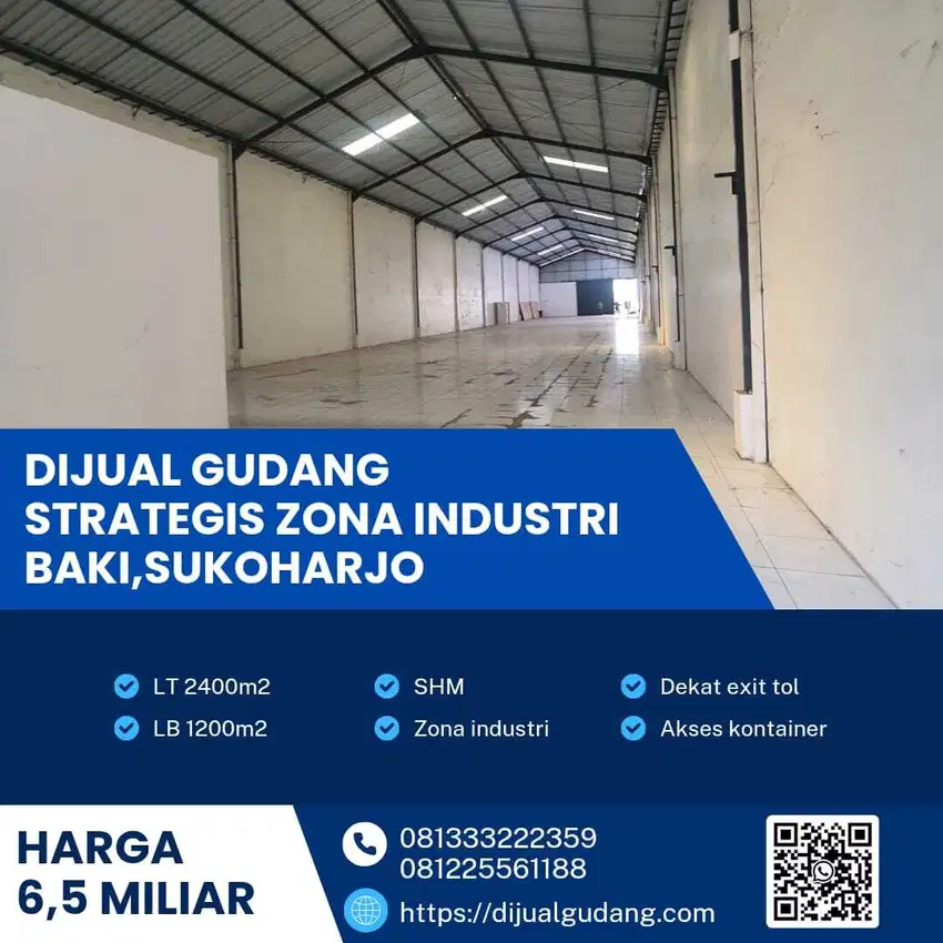Jual gudang Baki luas 2400 invest terbaik masa depan