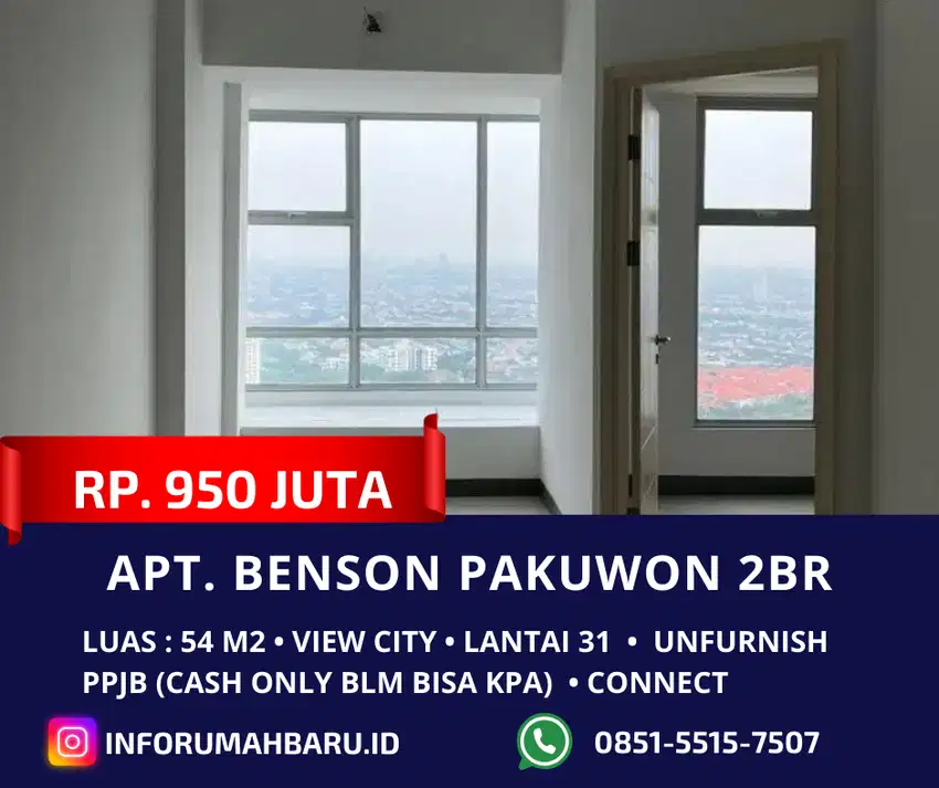 Apartemen Benson Baru Gress‼️2 Bedroom Connect Pakuwon Mall