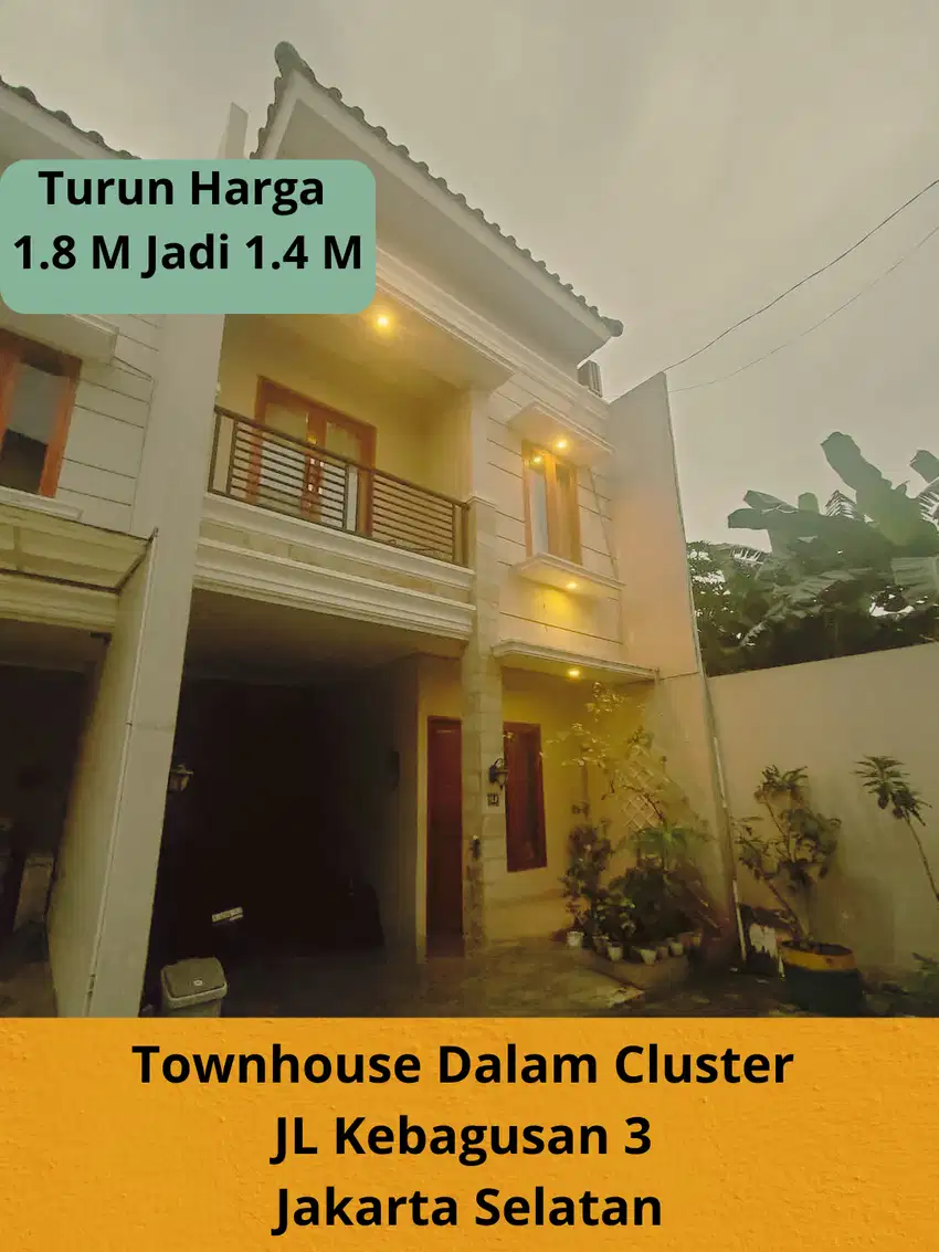 Turun harga Rumah Townhouse Siap Huni JL Kebagusan 3 Jakarta Selatan
