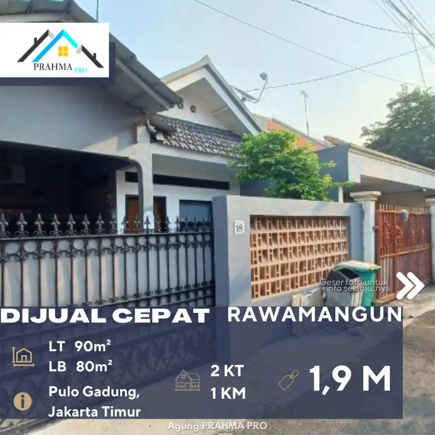 Rawamangun Jaktim Dijual Rumah Siap Huni Lokasi Strategis Bebas Banjir