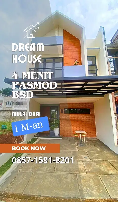 Rumah Impian Harga Ekonomis, Strategis, 4 mnt ke Pasmod BSD Tangerang
