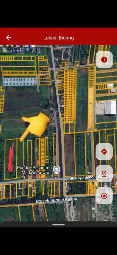 Tanah tepi jalan raya kakap pal 11 ukuran 35 x 220