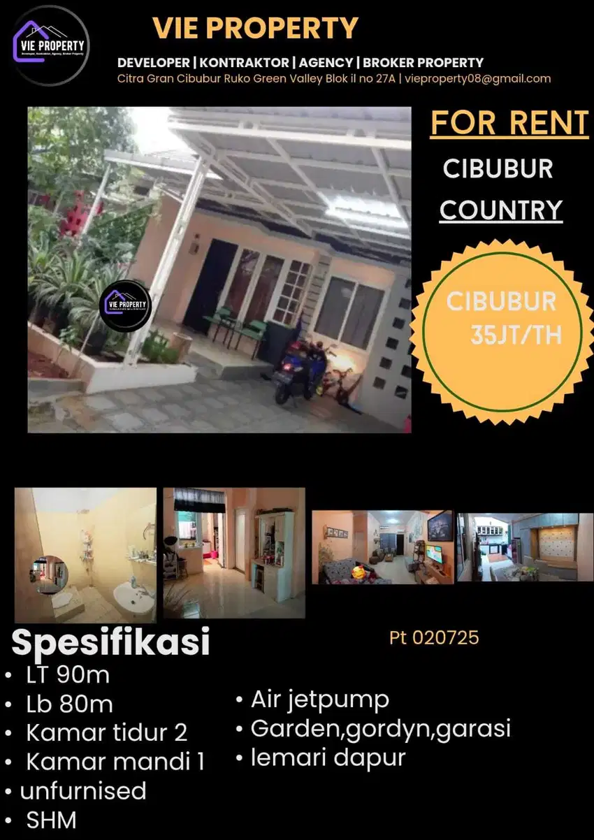 Di Sewakan Rumah Cantik Siap Huni Unfurnish. Cibubur Country Cikeas.