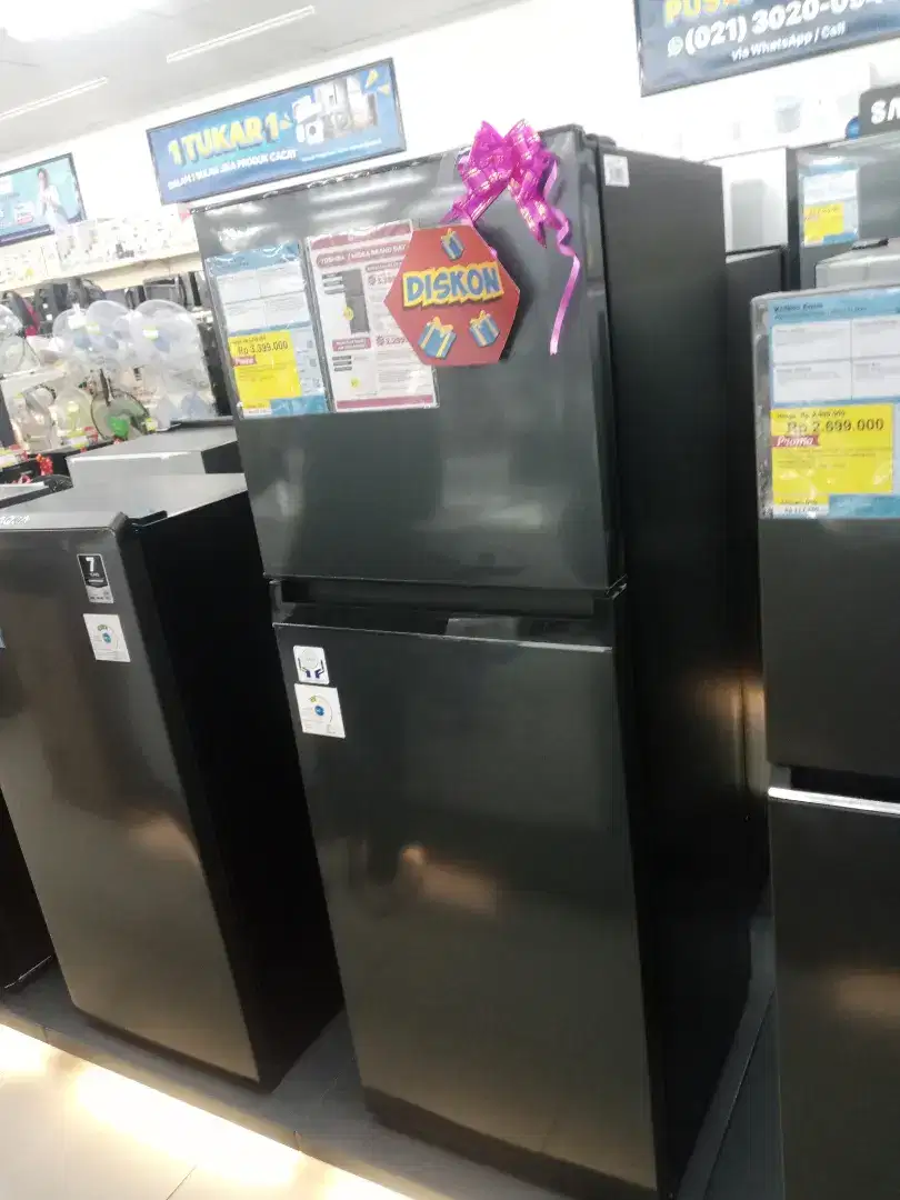 cicilan kulkas Toshiba 233L,80 watt