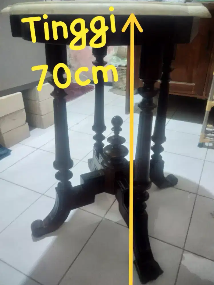 Meja Kuno Marmer Jati