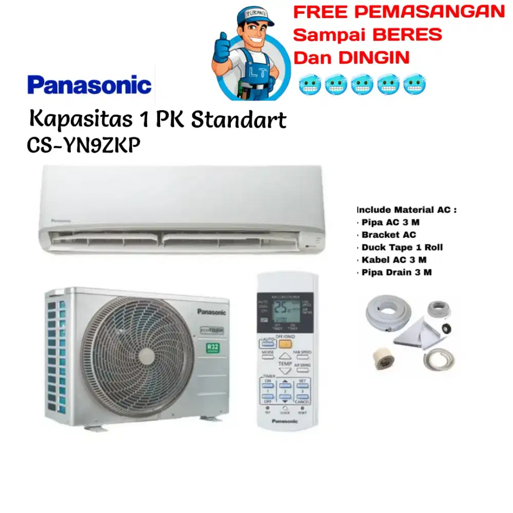 FREE Pemasangan! PANASONIC AC Split 1 PK Turbo Cooling YN9YKP Standart