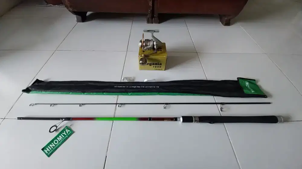 Paket joran dan reel merk hinomiya bonus pe biasa