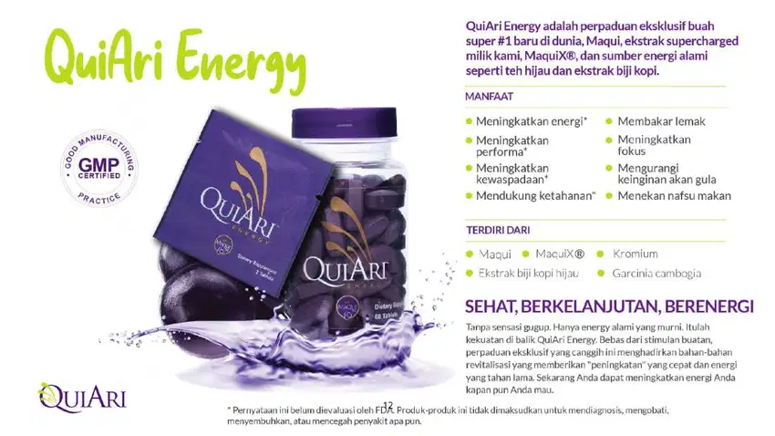 QUIARI ENERGY BOTTLE 60 tablets ( 1 x 1 tablets untuk 60 hari )