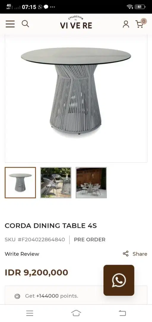 Set dinning table vivere