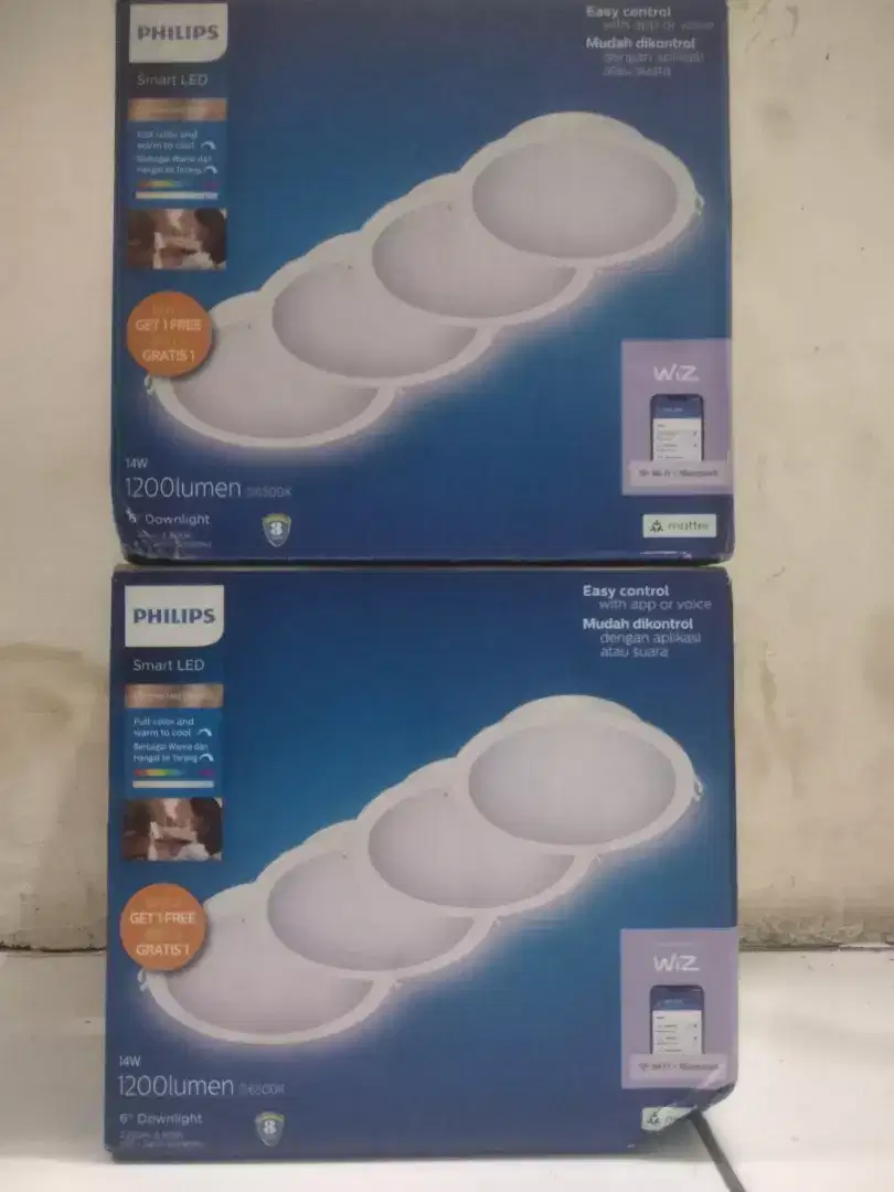 Lampu Philips Smart Downlight 14W WiZ — 1 Box Isi 4