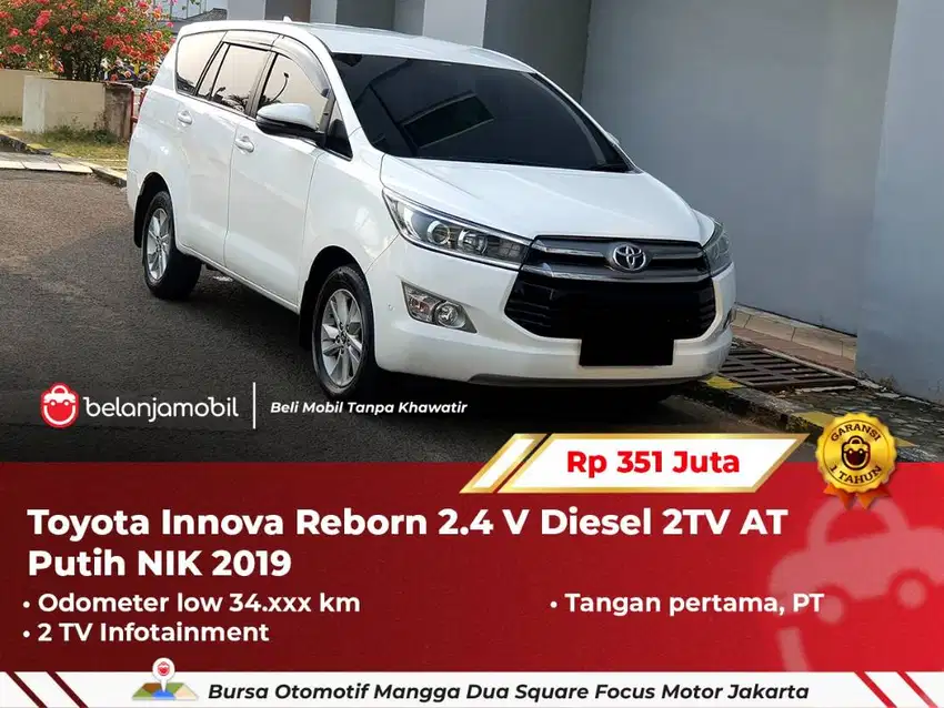 [ LOW KM ] Toyota Innova Reborn 2.4 V Diesel 2TV AT Putih 2019/2020