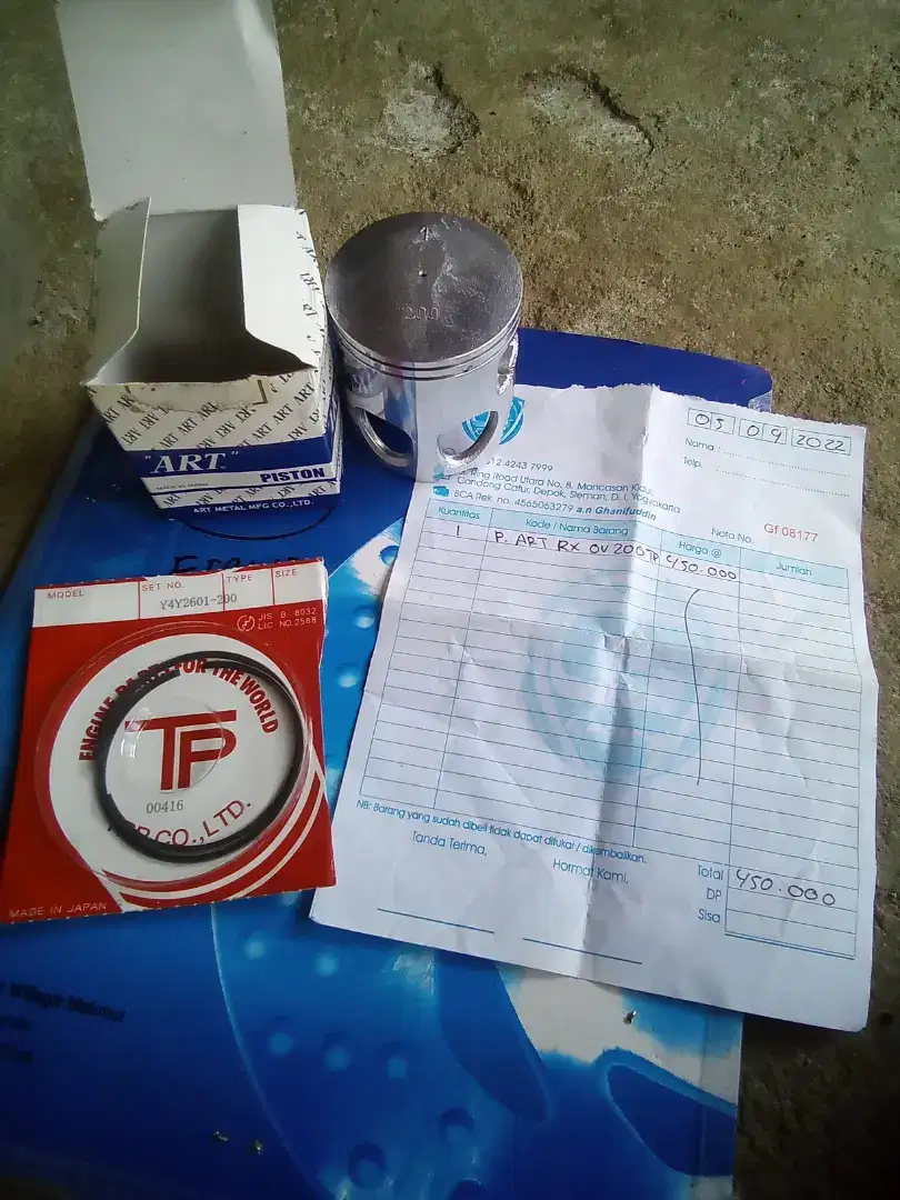 Piston ART oversize 200 plus ring TP untuk RX king