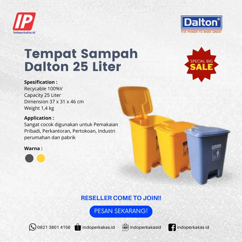 Tempat Sampah Dalton 25 Liter Tempat Sampah Plastik HDPE