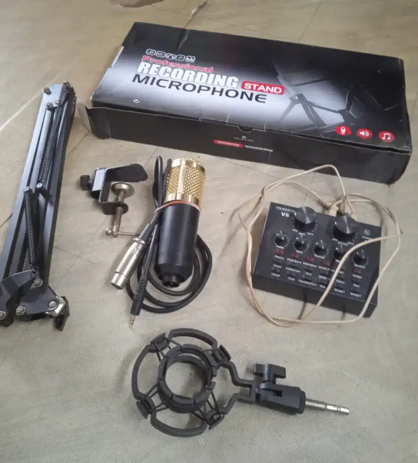 Mic microphone Karoeke condensor BM800 set + Sound card V8 set