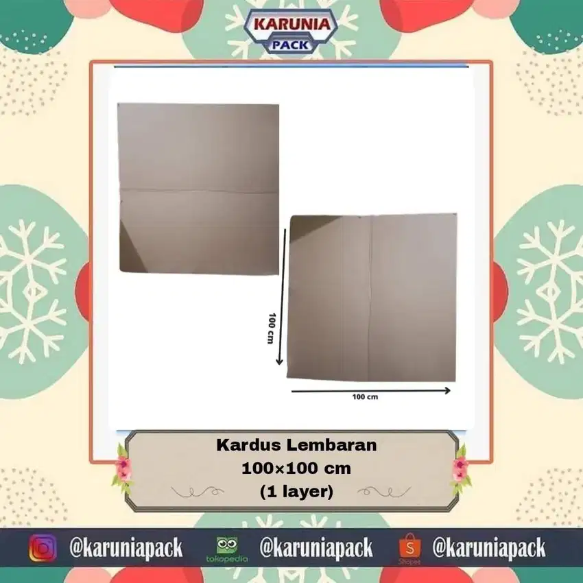 Kardus/ Karton Lembaran polos 1 layer ukuran 100×100 cm