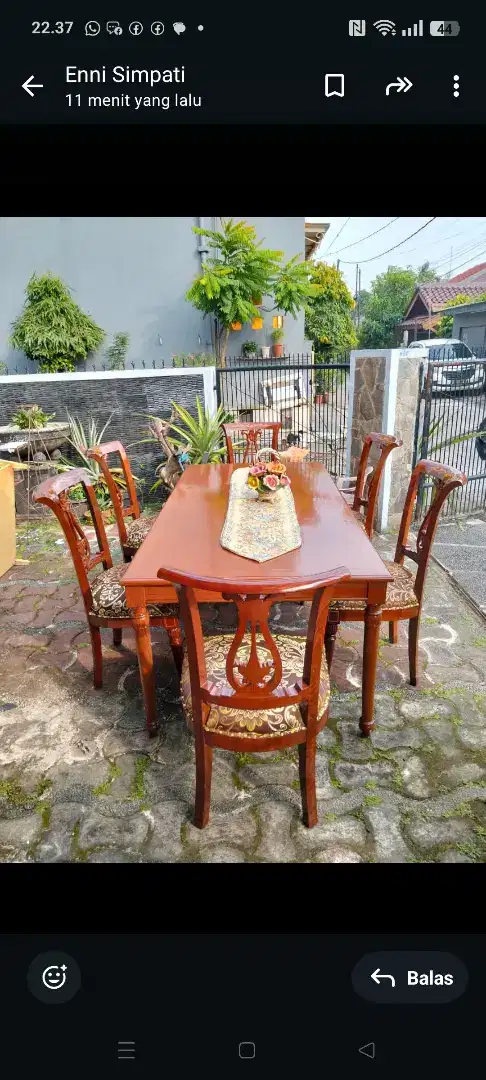 Set meja makan kayu Jati kursi 6