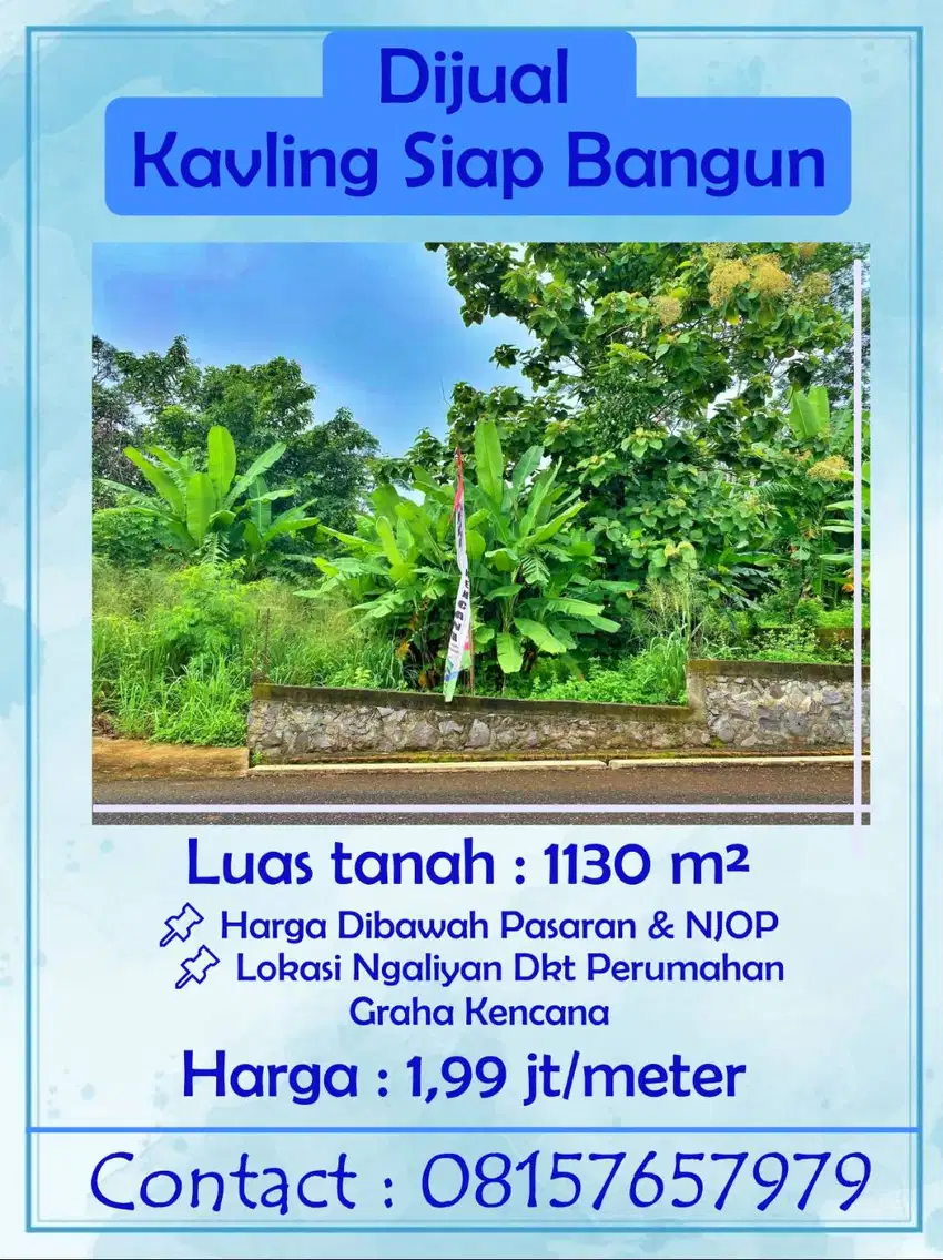 Dijual Murah Kavling seluas 1130 m² Siap Bangun