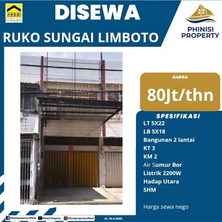 RUKO 2 LANTAI DI SUNGAI LIMBOTO