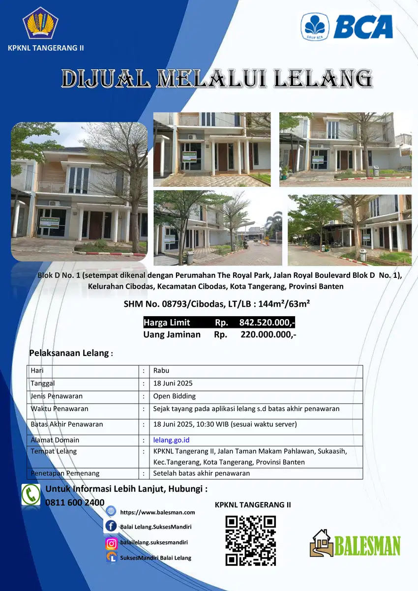 DIJUAL MELALUI LELANG WILAYAH TANGERANG !