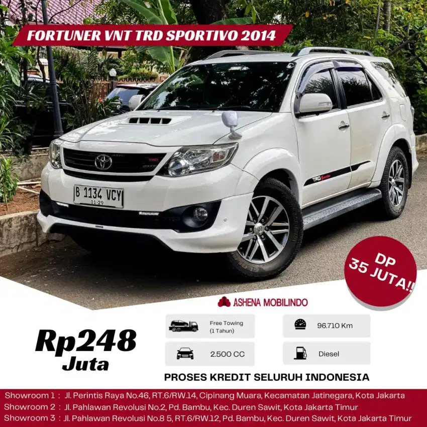 TOYOTA PORTUNER TRD VNT 2.5 AT PUTIH 2014