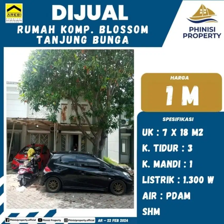 DIJUAL RUMAH DI PERUMAHAN BLOSSOM TANJUNG BUNGA