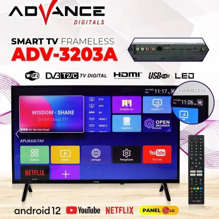 Advance Android Smart TV Panel LG 32 inch ADV 3203A Televisi Digital