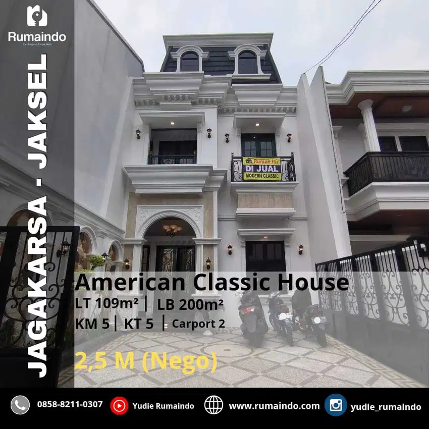 Rumah American Classic Rooftop di Jagakarsa Jakarta Selatan
