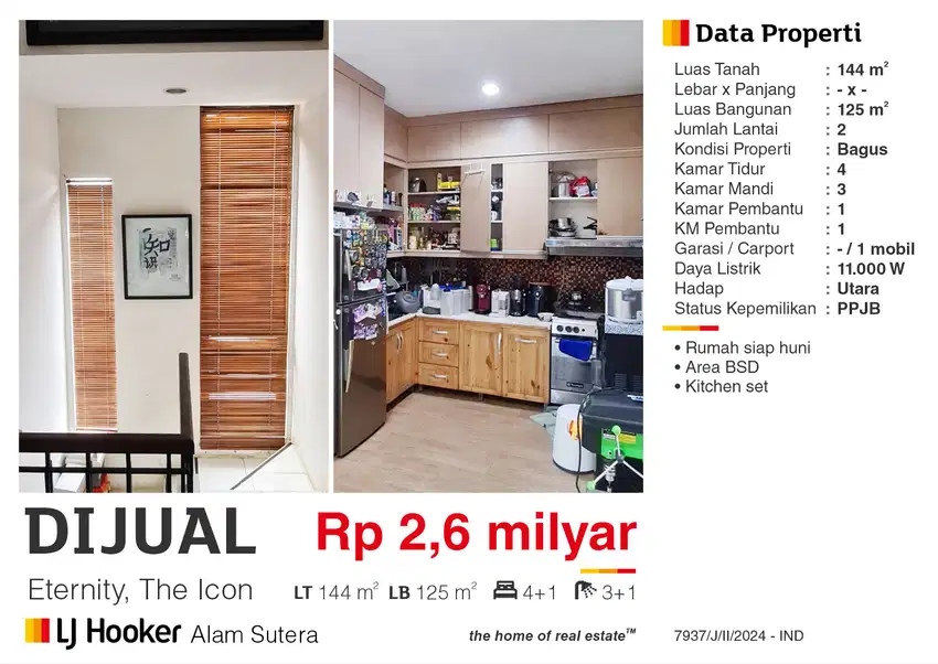 Dijual Rumah 2 lantai Siap huni Strategis Murah Dekat Aeon BSD