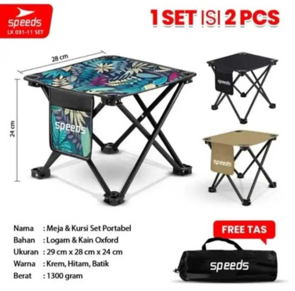 Set Kursi Lipat Outdoor Portable Speeds 031-11