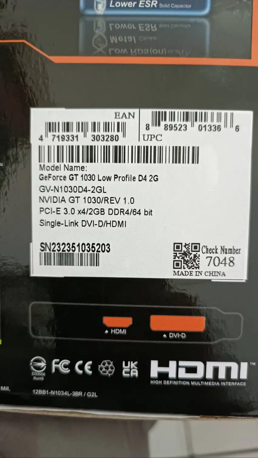 VGA Card Gigabyte GeForce GT 1030 2Gb DDR 4