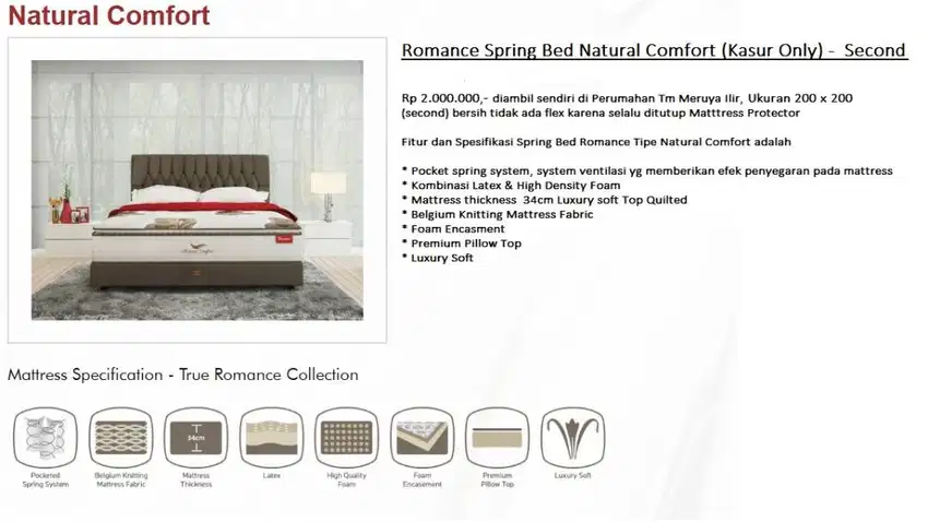 Romance Spring Bed Natural Comfort (Kasur Only) -  Second