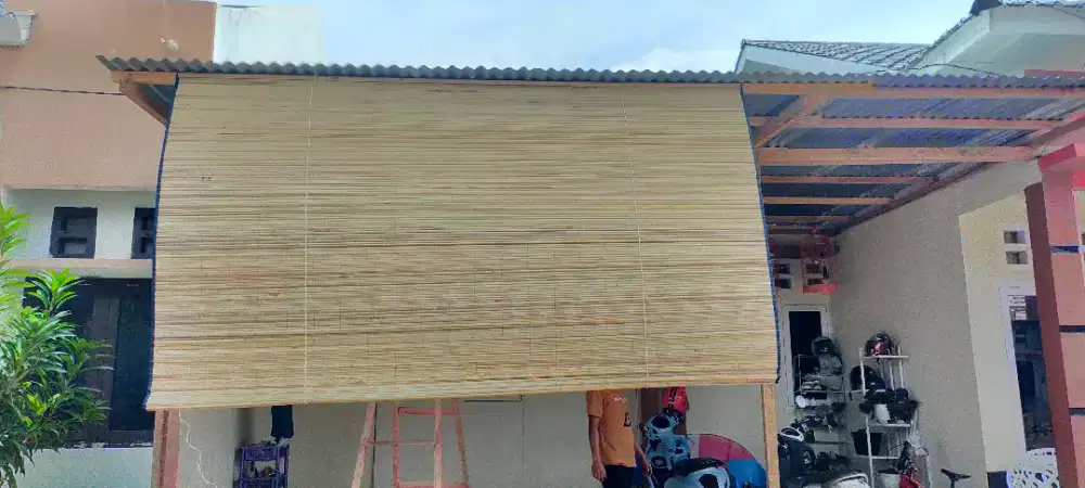 kursi kayu tangga lipat tirai rumbia dll