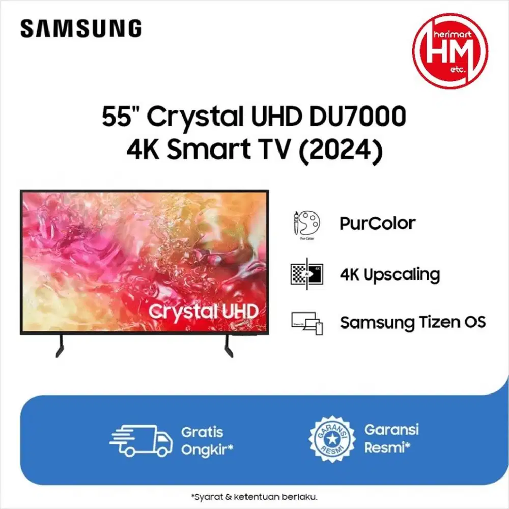 Samsung 55inch Crystal UHD 4K DU7000 4K Smart TV | UA55DU7000KXXD
