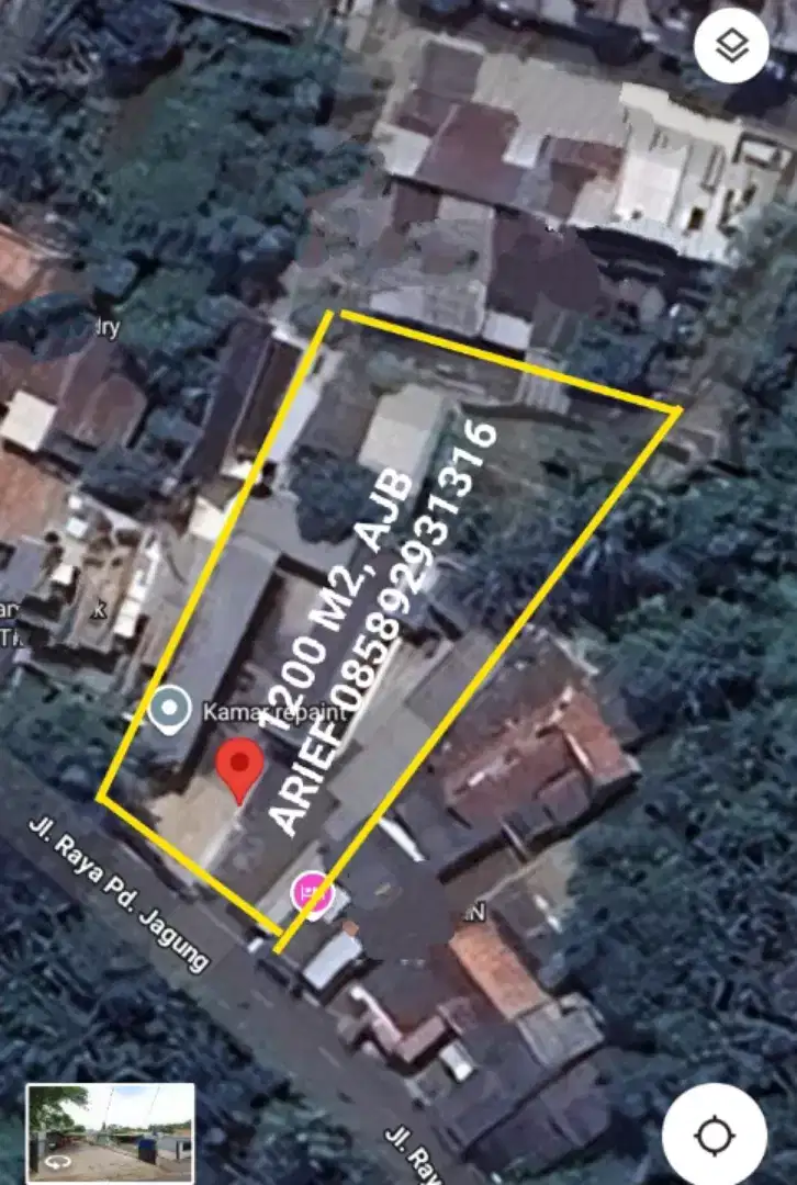 DIJUAL LAHAN USAHA 1200 M2 JALAN RAYA PONDOK JAGUNG, SERPONG UTARA