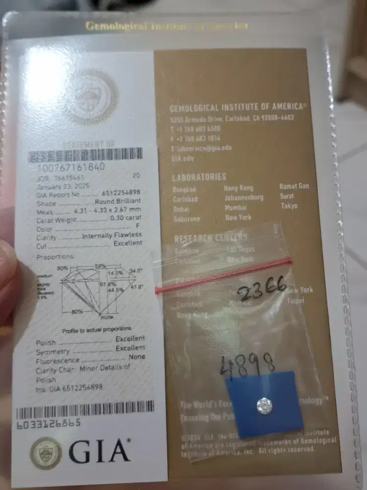 Berlia Eropa 0.30CT serti GIA