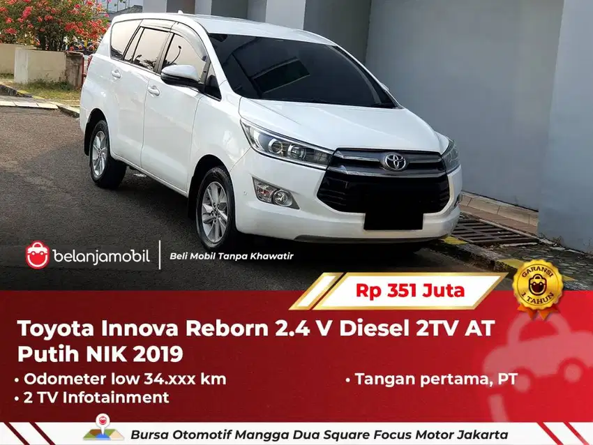 [ LOW KM ] Toyota Innova Reborn 2.4 V Diesel 2TV AT Putih 2019/2020