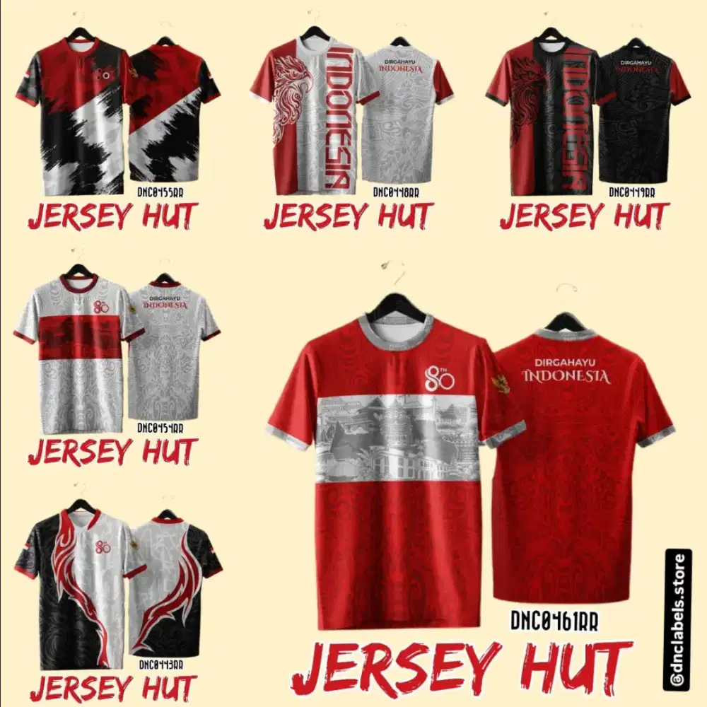JERSEY HUT RI 80 TH GRATIS CUSTOM BISA SATUAN BAHAN PREMIUM
