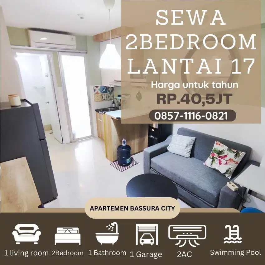 2 kamar sewa furnish lantai 17 dekat mall apartemen bassura city