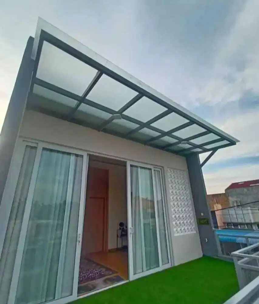 Canopy atap kaca polos 106