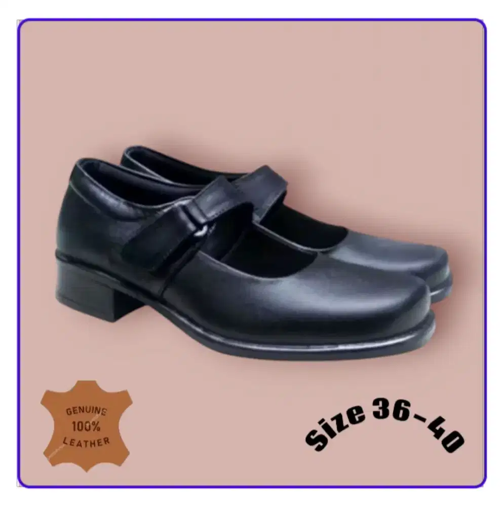 Sepatu paskibra, sekolah, kerja wanita kulit asli